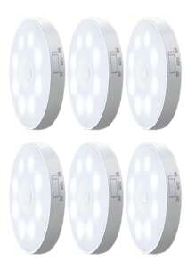 1pc/3pcs/6pcs Cabinet Night Light USB Charging MagneticSuction Bedside Wardrobe Cabinet Creative Gift Light Intelligent,Rechargeable Wireless Motion Sensor Wall Light,For Kitchen & Bedroom (250mAh)