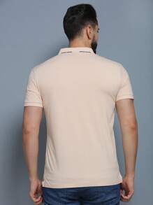 MEN'S PLAIN POLO NECK T-SHIRT Luxury Short Sleeve T-SHIRT WITH POCKET Casual Fashion Ice Silk Fabric Good Elasticity More Breathable And Comfortable - Màu be - Xem 3