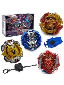 战斗陀螺入门套装 - 4 个陀螺 + 2 个发射器 + 贴纸，战斗游戏带展示盒（仅供参考） - 彩色 - 查看 13