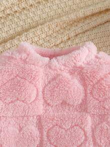 2 件套年轻女孩毛茸茸圆领运动衫和裤子冬季保暖时尚服装 - 粉色 - 查看 3