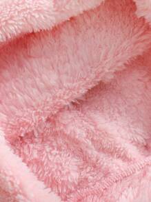 2 件套年轻女孩毛茸茸圆领运动衫和裤子冬季保暖时尚服装 - 粉色 - 查看 4