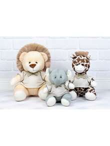 3-Piece Kit Of  Jungle Bears For Baby Boy's Bedroom (Lion 22, Giraffe 18, Elephant 15) - Niche And Decorations - 米色格紋 - 查看 2