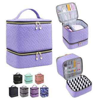 1pc Nail Polish Organizer - Hold 30 Bottles (15ml - 0.5 Fl.Oz), Nail Polish Case With Tools Storage Pockets And Adjustable Dividers, Double-Layer Nail Polish Storage And Nail Dryer Case Makeup Travel Toiletry Organizer Essentials Gifts Storage Zipper Accessories Nail