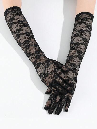 1pair Women's Rose Floral Lace Evening Dress Long Sleeve Arm Sleeves