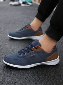 Men's Sports Shoes, Outdoor Casual Shoes For Middle School Students, Teenagers, Skate Shoes, Leather Surface Waterproof, Leisure Sports Sneakers, Soft Sole, Anti-Slip, Work Shoes - Blue - View 7