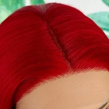 Red Color Hair Long Straight Hair Synthetic Lace Front Wigs 13x4x1 T Part Glueless Pre Plucked Heat Resistant Fiber Frontal Lace Replacement Wig Ready To Wear Natural Light Pink Color For Women Girls Party Concert Makeup Use Daily Wear 32inches - 紅色 - 查看 7