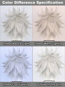 万圣节男士短尖刺分层直发银色假发耐热合成纤维尖刺头发动漫角色扮演假发节日狂欢节服装假发男士卡通人物头发漫画假发派对感恩节生日礼物圣诞节装饰和 1 个假发帽 - 需要自己造型 - 銀色 - 查看 8