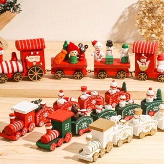 3 件木制迷你火车、雪人装饰圣诞派对装饰、家居装饰最佳礼物