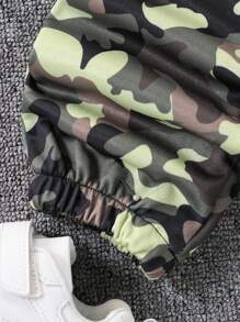 Bộ 2 món/Bộ quần áo cổ tròn in họa tiết khủng long ngụy trang thường ngày cho bé trai, phù hợp mặc vào mùa xuân thu, thể thao, thường ngày, ngoài trời, đi học - màu đen - Xem 7