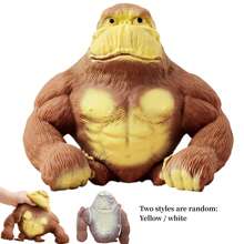 1PC Stretchy Monkey Toy ,Stress And Decompress Gorilla Toys Suitable For Leisure Entertainment Stress Relief(Two Styles Are Random: Yellow / White) - Multicolor - View 1