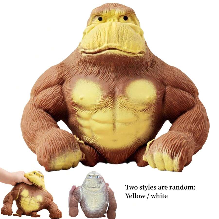 1PC Stretchy Monkey Toy ,Stress And Decompress Gorilla Toys Suitable For Leisure Entertainment Stress Relief(Two Styles Are Random: Yellow / White) - Multicolor - View 1