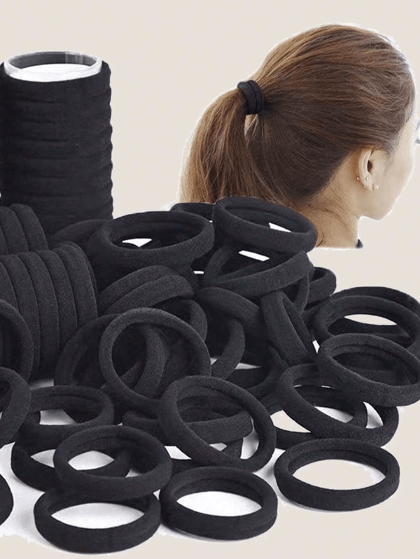 20pcs/50pcs Headband For Girls, Black Solid Color Elastic Hairband For Daily Use, Simple, Thick Ponytail Headband, Simple And Elegant Style, High Elasticity And Seamless Hair Accessories Home Bathroom Decor Fall Decor Back To School