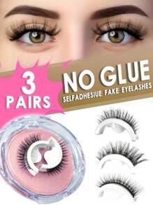 3 Paar/1 Paar selbstklebende Wimpernstreifen, 3 gemischte Stile, natürliche weiche wiederverwendbare Wimpern für Anfänger