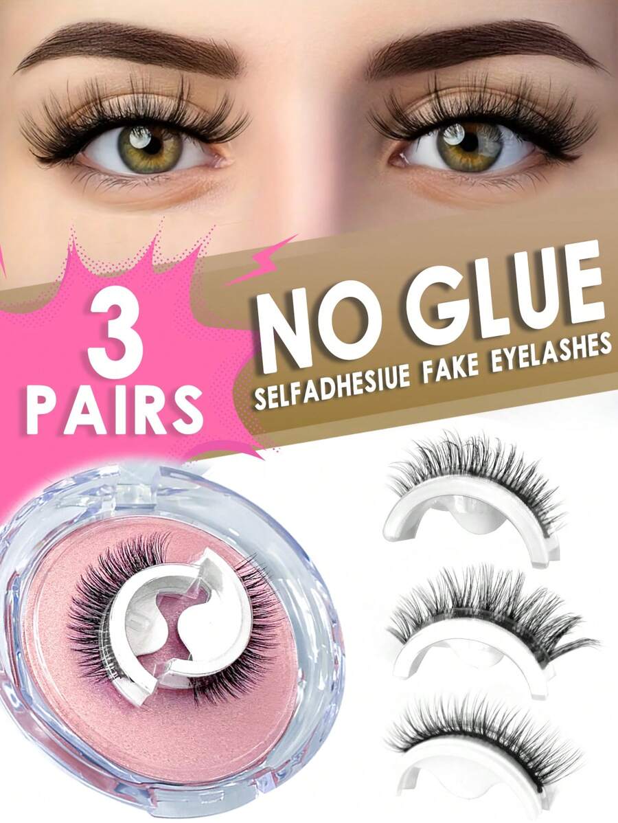 3 Paar/1 Paar selbstklebende Wimpernstreifen, 3 gemischte Stile, natürliche weiche wiederverwendbare Wimpern für Anfänger