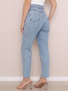 Women Jeans - 中等水洗藍 - 查看 3