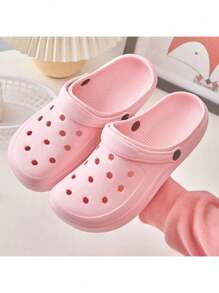 Women Minimalist Perforated Garden Sandals - Pink - View 5