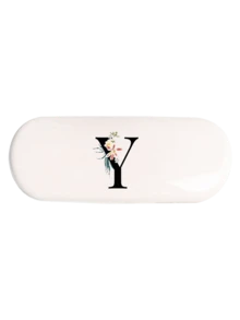 1个白色纯色眼镜盒，全新简约设计，便携，防水防尘（小巧，塑料材质）。A-Z字母硬壳眼镜盒，花卉图案，字母吊坠眼镜盒，适用于太阳镜和近视眼镜。 - 白色 - 查看 33