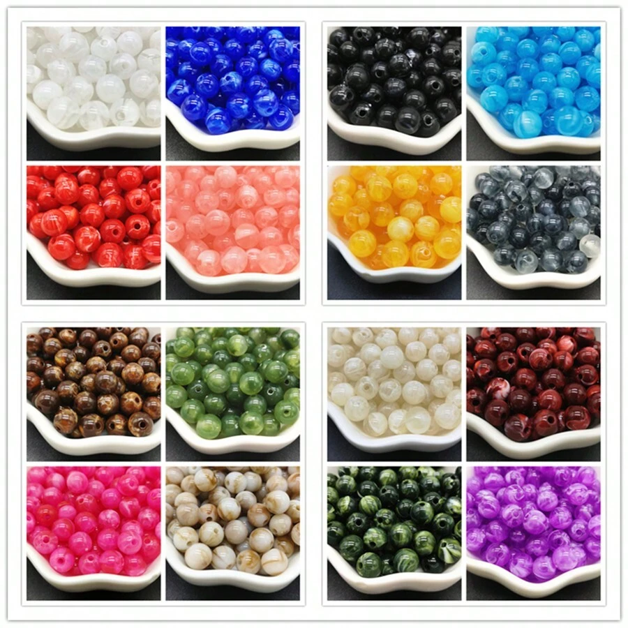 6/8/10 毫米亚克力圆珠，适用于制作珠宝、手链和项链 DIY 配件 - 紅色 - 查看 1