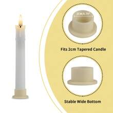 12-Piece Set Flameless LED Taper Candles With Holders, Battery-Operated Flickering Ivory Lights, 10-Key Remote Control With Timer, Warm White Ambiance, Perfect For Wedding, Valentine's, Halloween, Thanksgiving, Decor - White - View 8