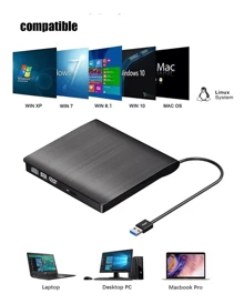Lectora Y Grabadora De Dvd/cd Externa, Para Win 10 - Negro - Ver 6