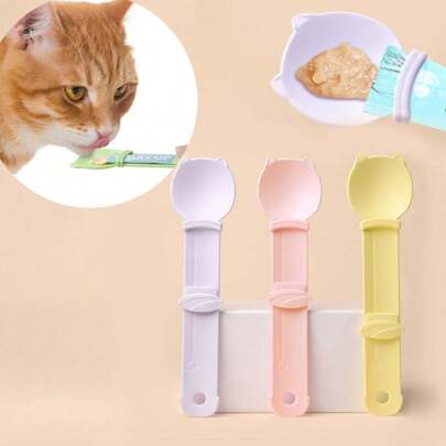 1 件装猫条喂食器，猫爪形猫条挤压勺二合一猫粮罐勺多功能宠物勺猫喂食器