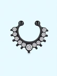 1 件装夹式鼻环套装镶嵌闪亮锆石简约假穿孔鼻环首饰日常佩戴