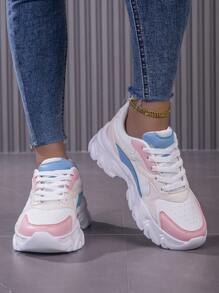 New Women Breathable Casual Sneakers Lady Wide Fit Color Block Running Sport Shoes Plus Size Oldschool Fitness Gym Shoes For Students Back To School Season - Multicolor - View 5