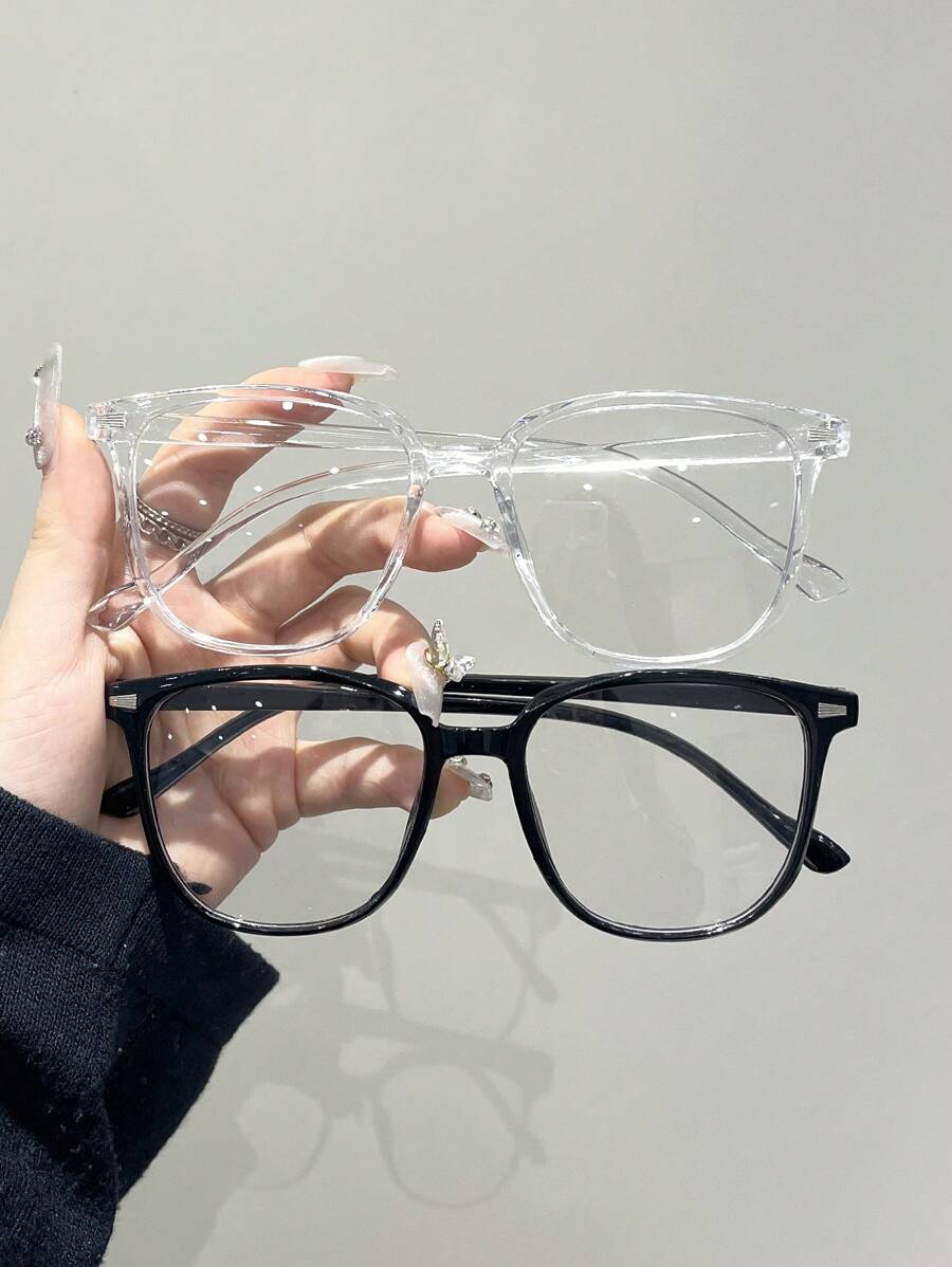 1/2-3 pares de gafas transparentes minimalistas modernas para mujeres, protección ocular diaria, prevención de la fatiga visual, adecuadas para la oficina, la lectura, ver la televisión, los juegos, también se pueden usar como accesorios decorativos - transparente - Ver 1