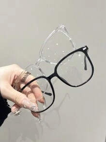 1/2-3 pares de gafas transparentes minimalistas modernas para mujeres, protección ocular diaria, prevención de la fatiga visual, adecuadas para la oficina, la lectura, ver la televisión, los juegos, también se pueden usar como accesorios decorativos - transparente - Ver 2