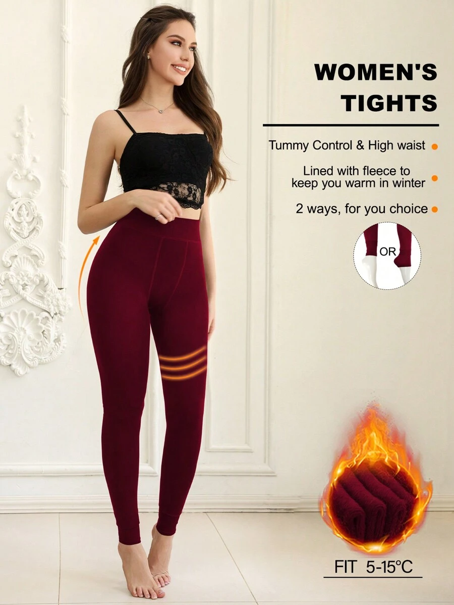 1 pezzo Collant termici imbottiti da 2000D, collant da donna ad alta elasticità con 2 stili di indossamento, leggings colorati adatti per Ognissanti e Natale