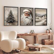 画廊 3 件套圣诞印刷品 | 圣诞节可印刷家居装饰 | 圣诞装饰品 | 圣诞墙壁艺术印刷品 | 帆布海报，家居、客厅、卧室帆布墙面装饰 - 彩色 - 查看 1