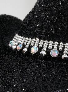 1 Peça Chapéu Cowboy Sólido com Laser, Decoração Brilhante de Strass, Estilo Goth de Rua, Ciberpunk Neon, Estilo Y2K, Moda e Elegante, Cor Brilhante e Vibrante para Primavera/Verão, Moda de Luxo, Adequado para Festa, Festival de Música, Piquenique, Eventos de Tema Oeste, Dia dos Namorados