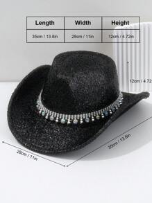 1 Peça Chapéu Cowboy Sólido com Laser, Decoração Brilhante de Strass, Estilo Goth de Rua, Ciberpunk Neon, Estilo Y2K, Moda e Elegante, Cor Brilhante e Vibrante para Primavera/Verão, Moda de Luxo, Adequado para Festa, Festival de Música, Piquenique, Eventos de Tema Oeste, Dia dos Namorados