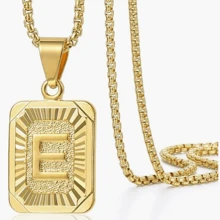 A-Z 字母吊坠项链，不锈钢镀金首字母链项链，男女皆宜，是圣诞节/派对的理想配饰 - 金色 - 查看 36