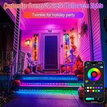 Smart Fairy String Lights, 16.4/33/66 Ft Color Changing Christmas Tree Decorative Lights, Music Synchronization, APP Control And Remote Control, Suitable For Indoor, Outdoor, Halloween, Christmas, Holiday Party Decorations, More Discounts For Multiple Pieces - 皮革燈串 - 查看 6