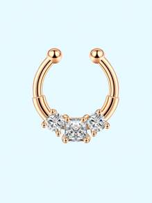 1 件装夹式鼻环套装镶嵌闪亮锆石简约假穿孔鼻环首饰日常佩戴