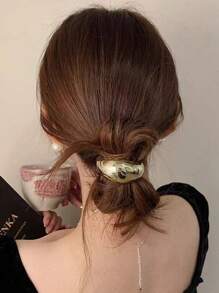 1pc Metal Hair Ties Fashionable Simple Atmosphere Suitable For Different Occasions,Gold Hair Head Piece Hair Ties Ponytail Holders Hair Elastics Hair Rubber Bands Scrunchies Hair Rope Elastic Hair Tie, Hair Bobbles