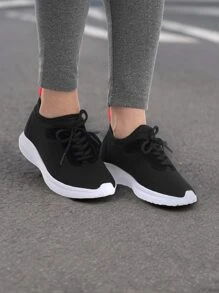 Comfortable Women's Sneakers For Working Out, Walking, The Gym, Easy To Put On, Laces, Lightweight Decoration For Everyday Work - 黑與白 - 查看 4
