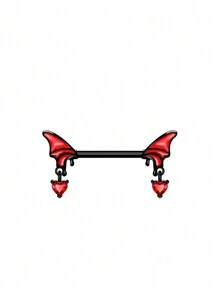 1 Stück Halloween schwarze Flügel Brustwarzen Stab lackierter Edelstahl Hantelbrustwarzenring mit roten Zirkonia Spinnen- und Fledermaus Elementen Brustwarzen Piercing Schmuck