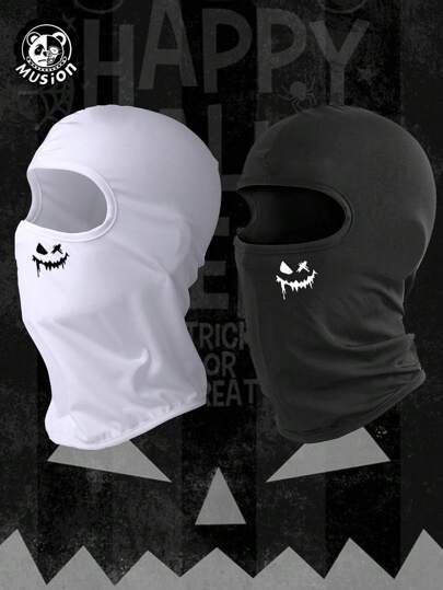 Musion 1pc Halloween Full Face Mask Scarely Pumpkin Print Halloween Costume Ski Mask Joker Cycing Balaclava For Party