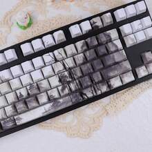 126-Key Chinese Mountainous Landscape Print PBT Keycaps Set, Heat Sublimation, Wear-Resistant, Comfortable - Black and White - View 6