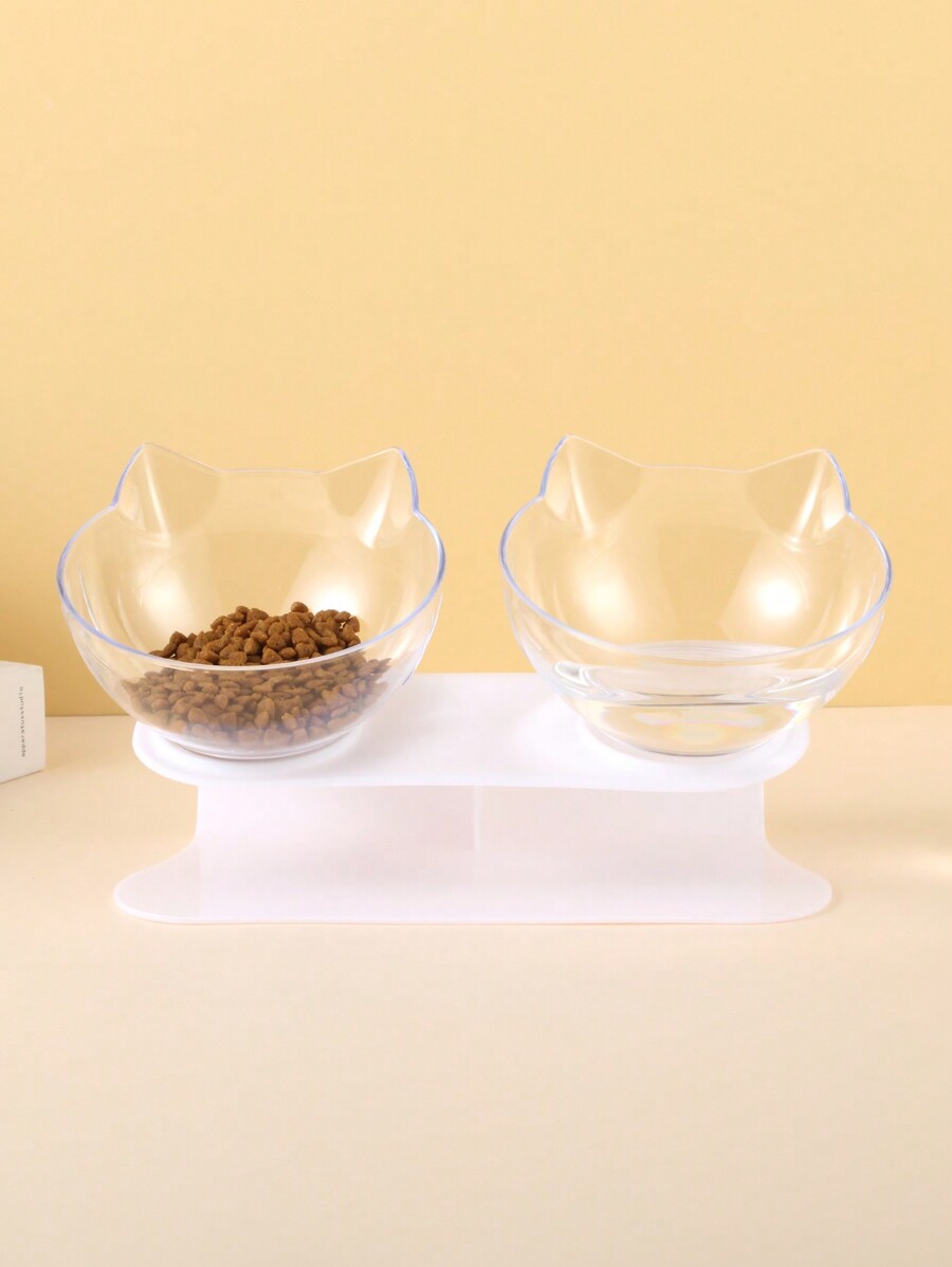 Elevated 2In1 Cat Bowl Set AntiSlip & Durable Plastic Pet Feeding