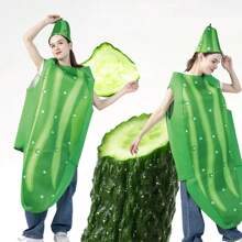成人泡菜汉堡生菜服装角色扮演趣味食物服装成人情侣装 - 綠色 - 查看 1
