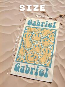 1pc Customized Name Beach Towel, Personalized Name Beach Towel, Personalized Pool Towel, 70*140cm, 100% Polyester, Letter Combination Beach Towel, Perfect For Singles Party - Smile - View 9