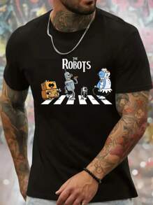 Robots Humor T-Shirt Unisex 100% Cotton New Arrival Streetwear Fast Shipping Plus Size - 黑色 - 查看 2