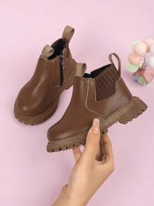 Giày bốt ngắn đế mềm chống trượt thời trang cho trẻ em/trẻ mới biết đi, giày bốt phong cách Anh cho bé trai và bé gái - màu nâu - Xem 8