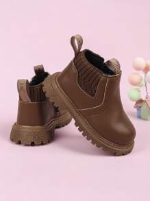 Giày bốt ngắn đế mềm chống trượt thời trang cho trẻ em/trẻ mới biết đi, giày bốt phong cách Anh cho bé trai và bé gái - màu nâu - Xem 6
