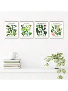 1 Stück tropische Pflanzenidentifikations-Poster, botanische Wandkunst Leinwandgemälde, florale Bilder, Blätter Muster für Wohnzimmer Wohndekoration ohne Rahmen