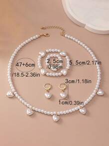 Bộ trang sức thời trang trẻ em & thanh thiếu niên 5 món: 1 dây chuyền, 1 vòng tay, 1 nhẫn, 1 đôi hoa tai, mặt dây chuyền hình trái tim/bướm/ngôi sao, thích hợp cho tiệc tùng, tiệc tối, du lịch, đeo hàng ngày - Một cỡ - Xem 5