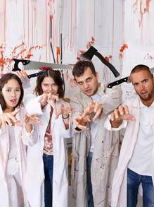 1~4Pcs Halloween Blood Ax Saws Knife Headband Fake Weapon Hair Hoop For Halloween Masquerade Party Hair Accessories Cosplay Props,Christmas - Multicolor - View 2